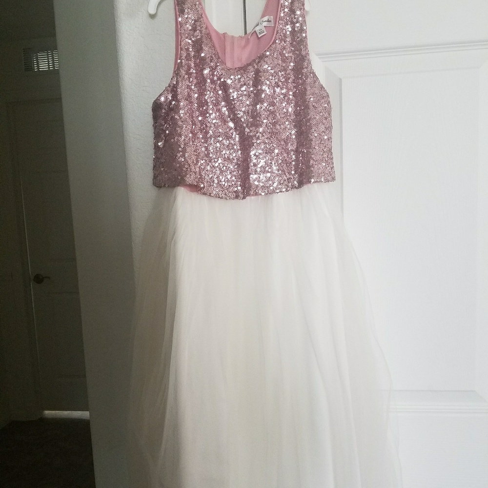 pink sequins fluffy dress